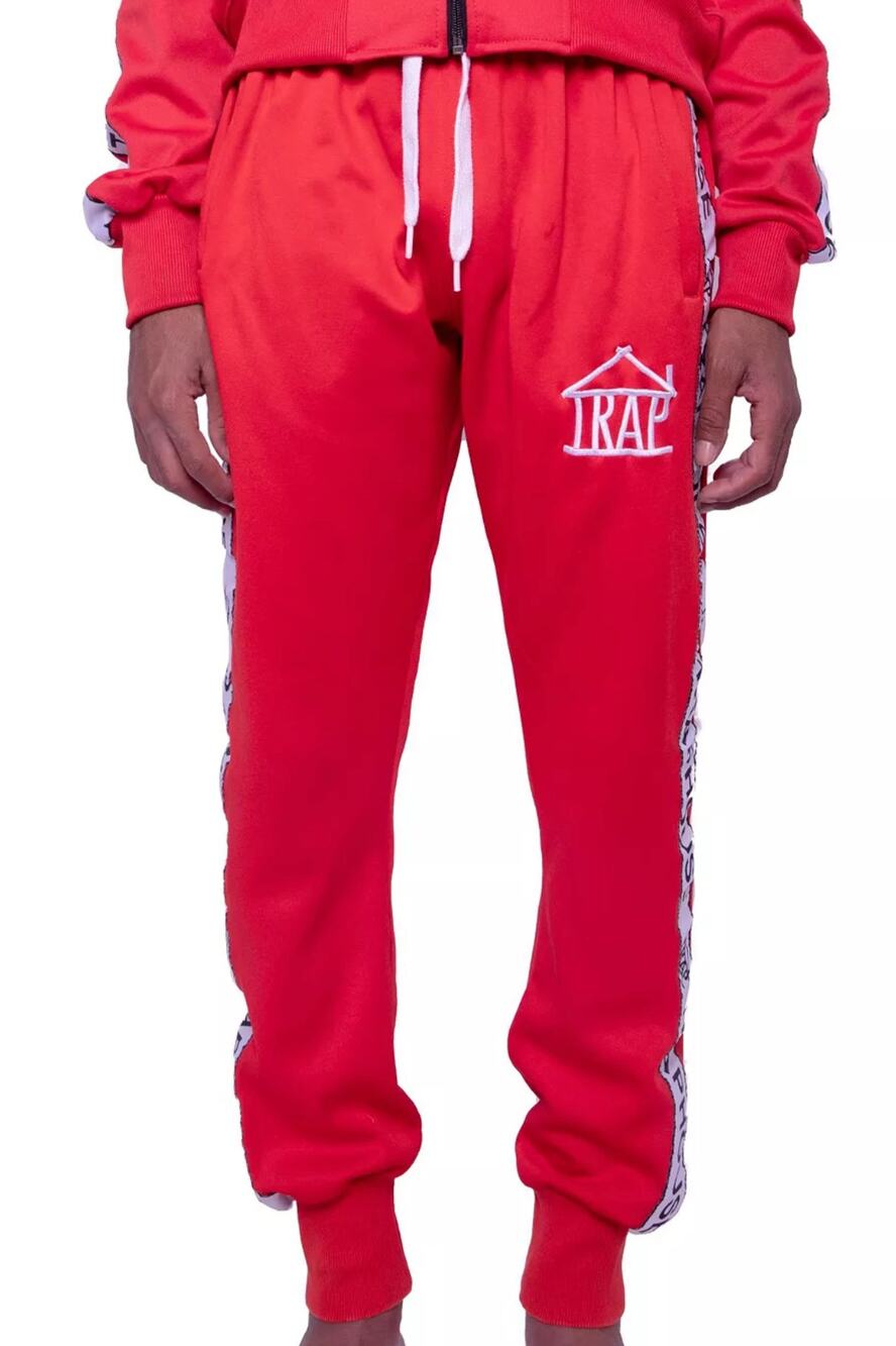 Trap House Red White Sweatpants Track Pants size S Streetwear Athleisure Unisex